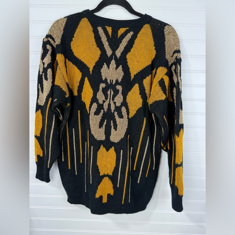 If…Women’s Vintage 80’s sweater, black & gold with metallic thread. Size Small. - Picture 2 of 4